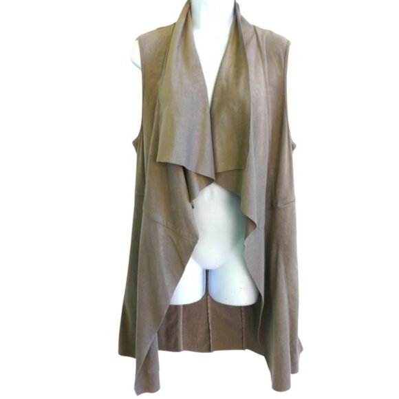 Tart Collections Mason Vest Faux Suede Ultra Soft Waterfall Open Front PoCKeTS - Picture 2 of 9